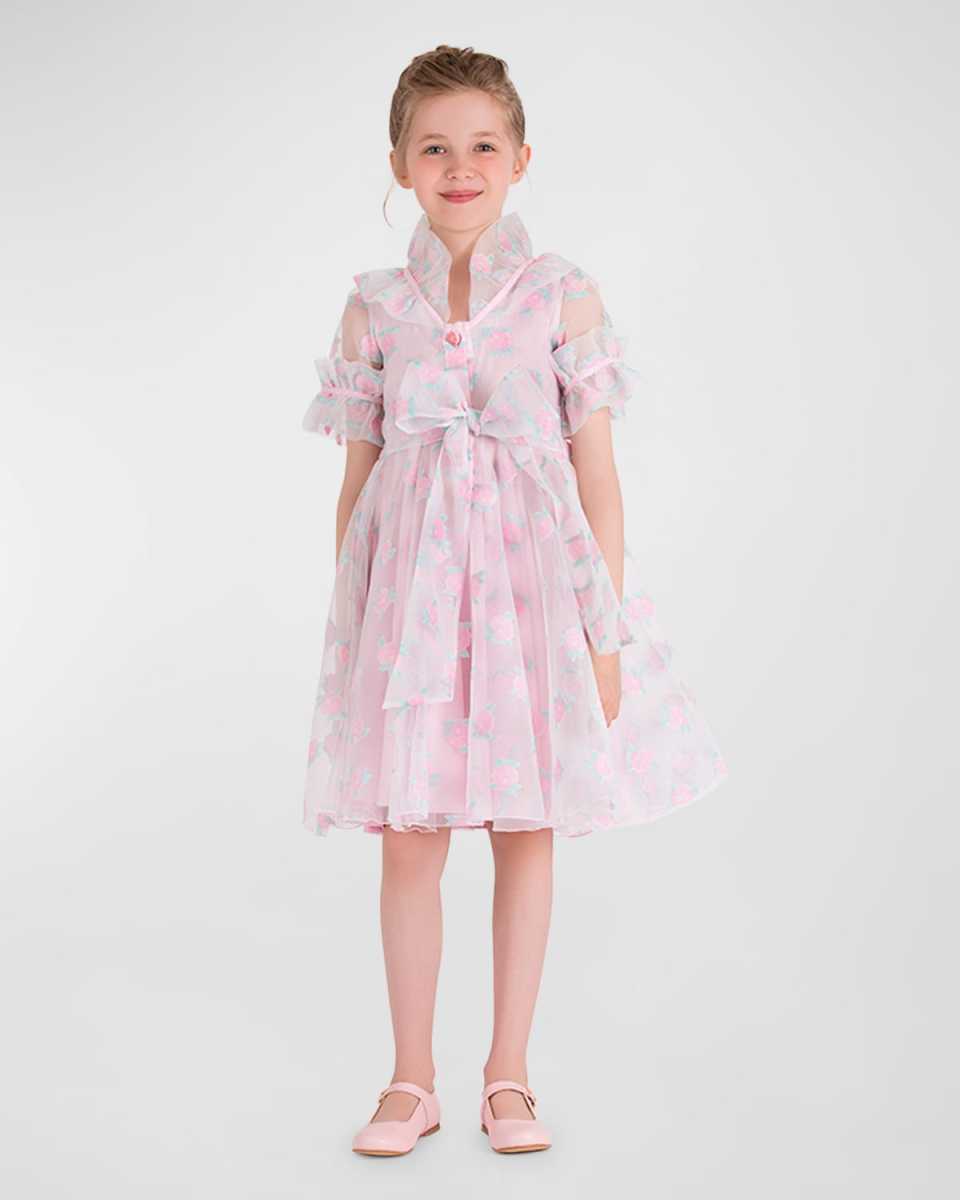 Girl's Peony Blossom Ruffle Dress, Size 3T-10