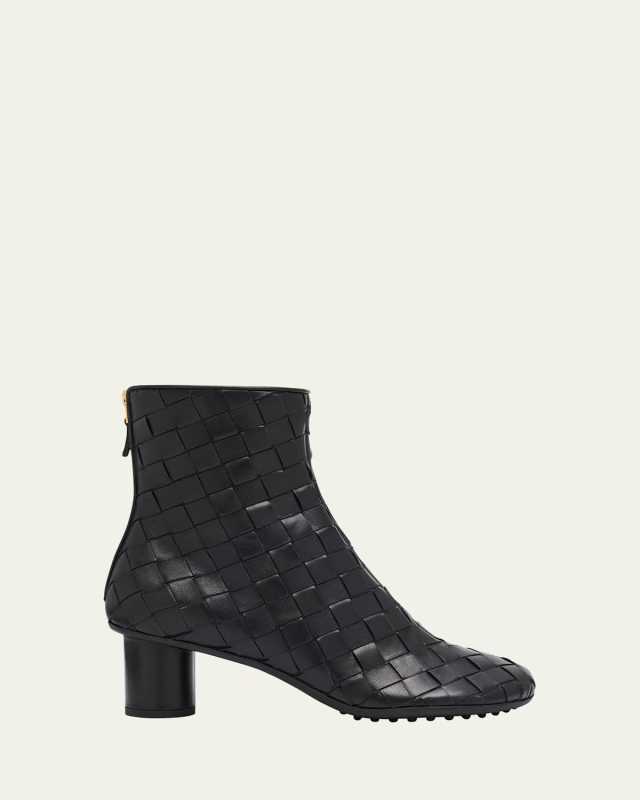 Atomic Woven Leather Cylinder-Heel Booties