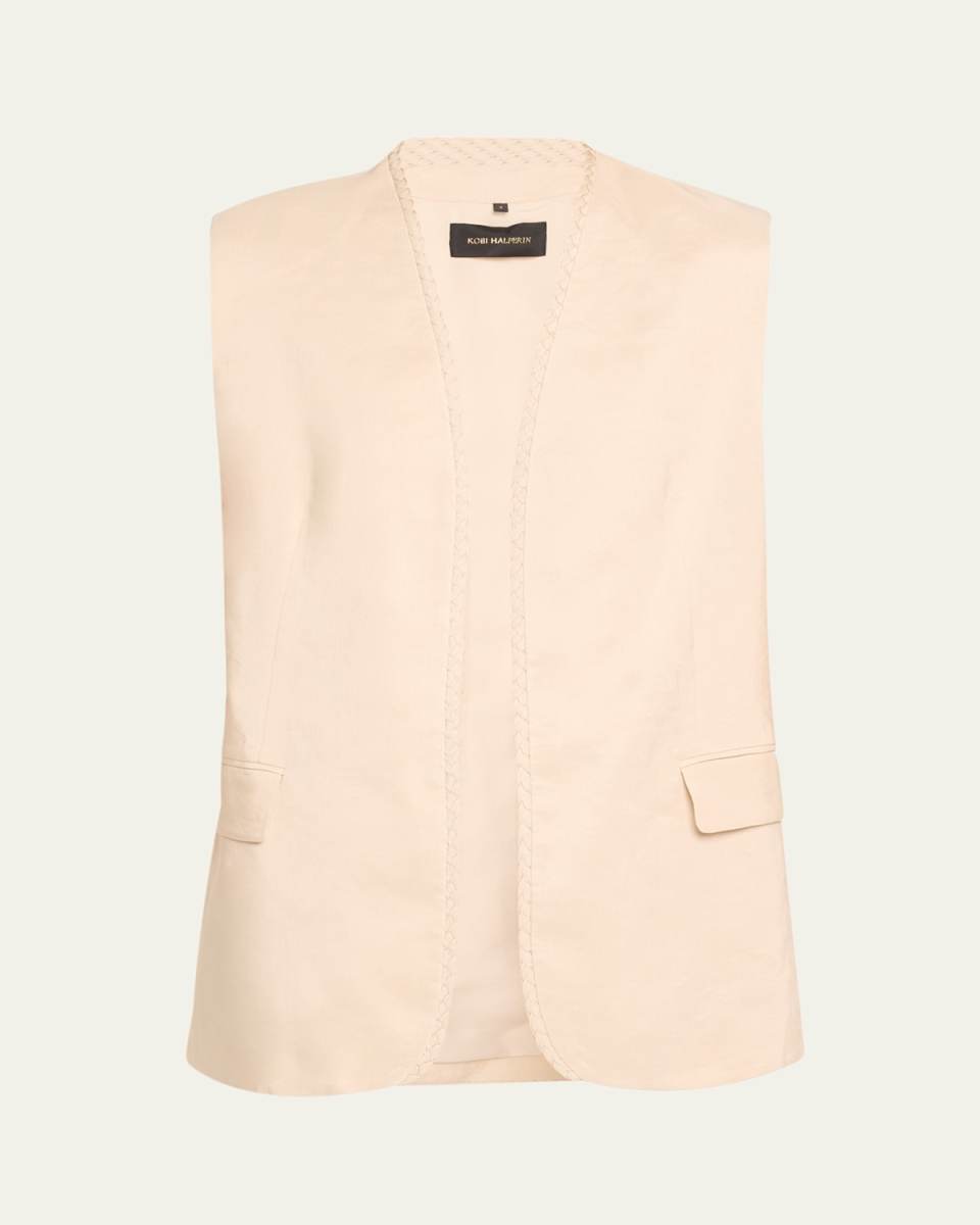Clairo Embroidered Open-Front Vest