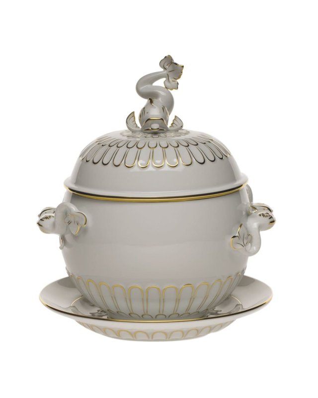 Golden Edge Tureen and Platter