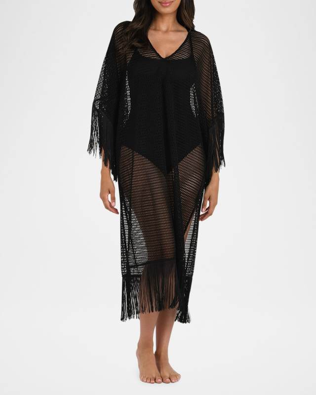 Open-Knit Crochet Caftan Coverup