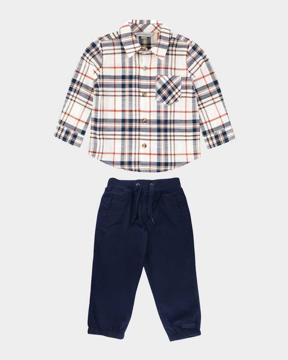Boy's Homegrown Harvest Plaid-Print Shirt & Joggers Set, Size 3M-8