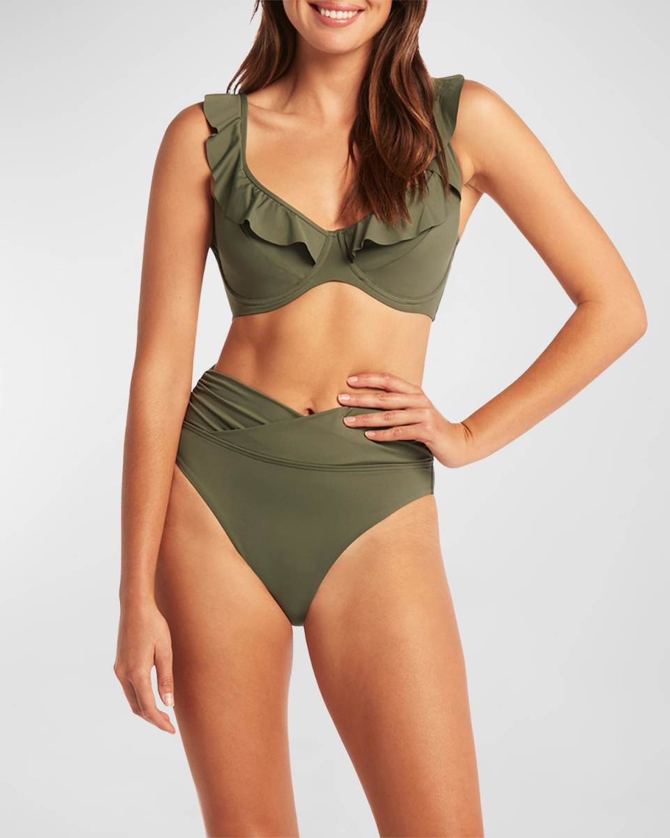 Essentials Wrap High-Waisted Bikini Bottoms
