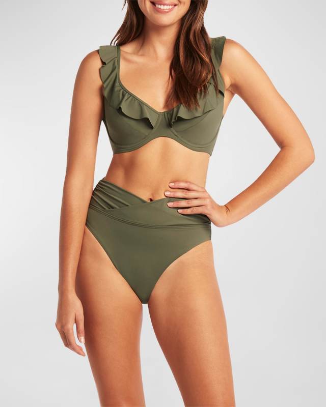 Essentials Wrap High-Waisted Bikini Bottoms