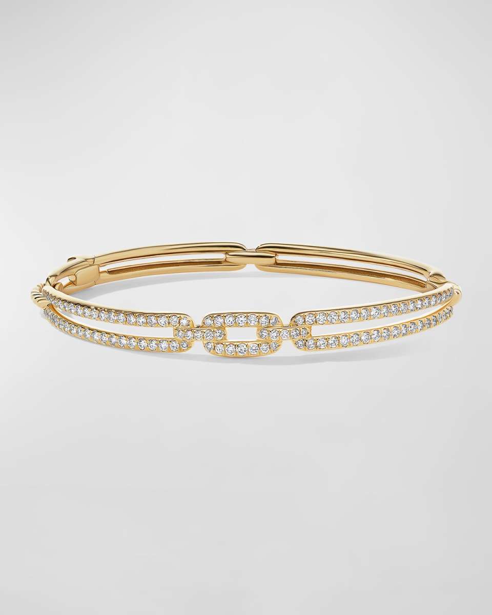 Stax Link Bracelet with Diamonds in 18K Gold, 7