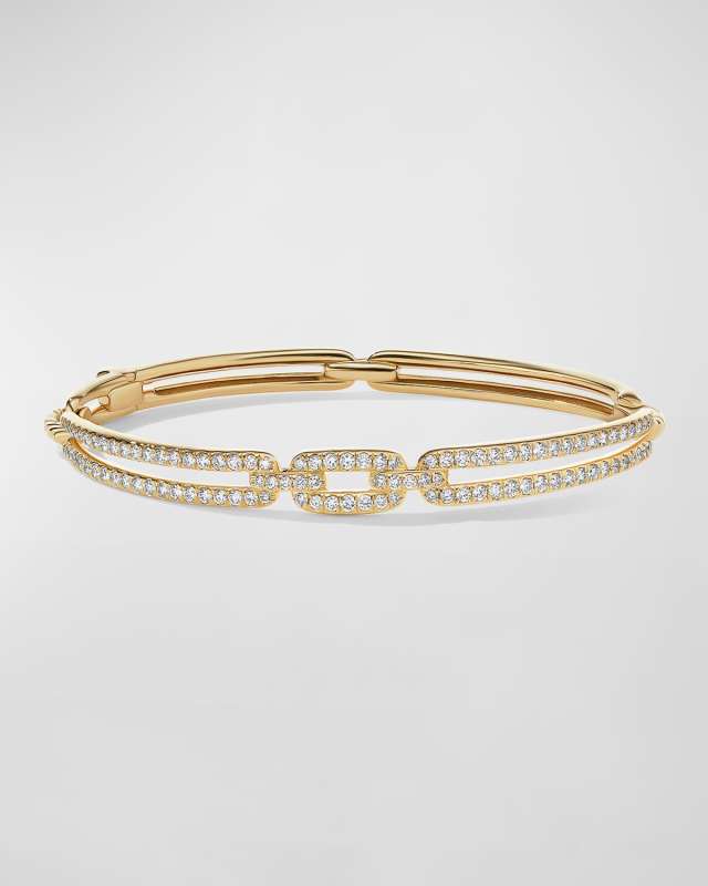 Stax Link Bracelet with Diamonds in 18K Gold, 7