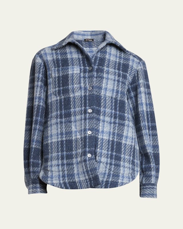 Plaid Button Down Wool Cashmere Overshirt