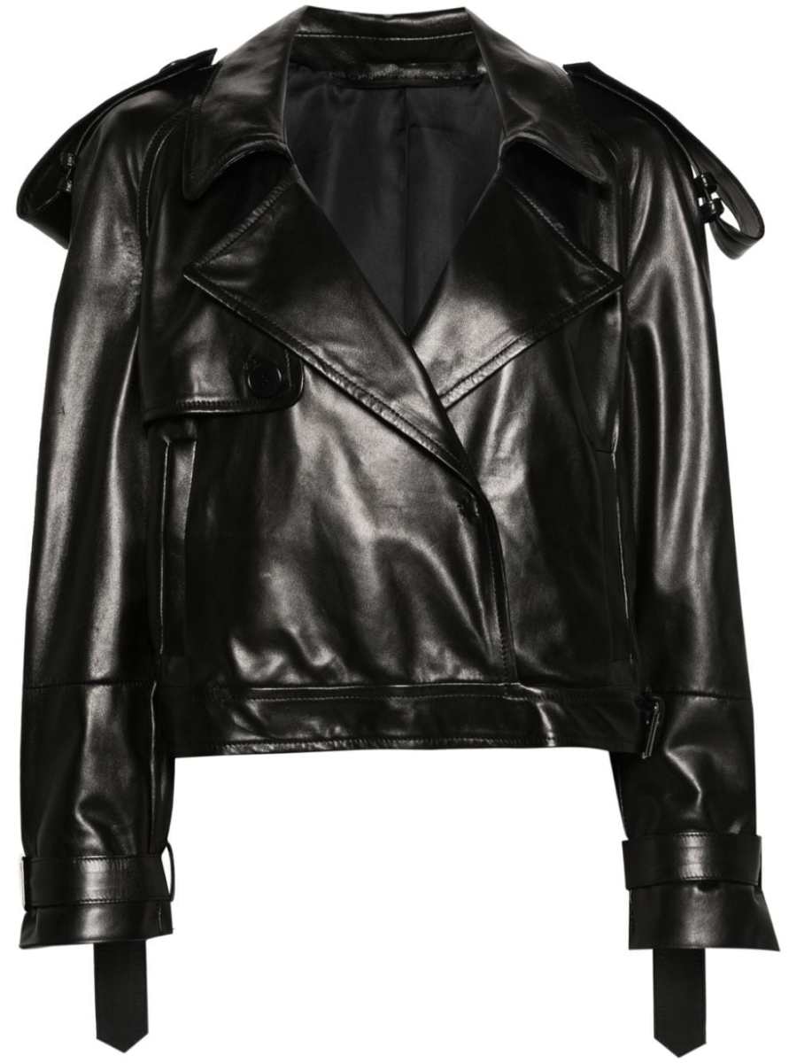 single-breasted leather jacket
