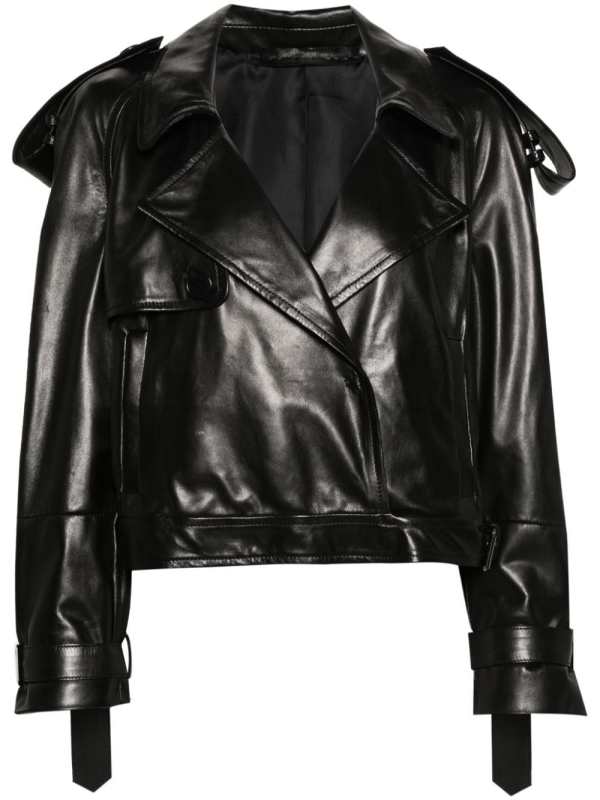 single-breasted leather jacket