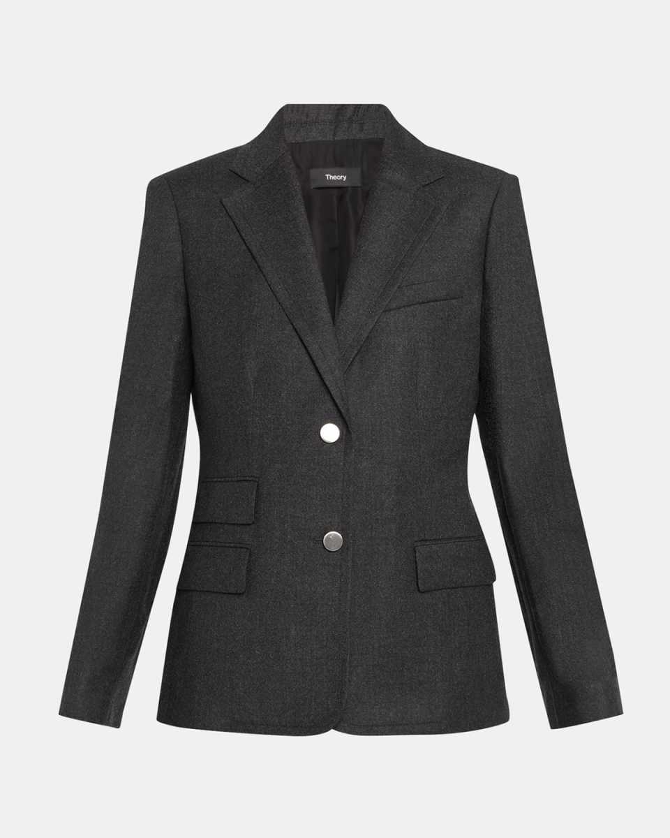 Tailored 2-Button Sleek Flannel Blazer