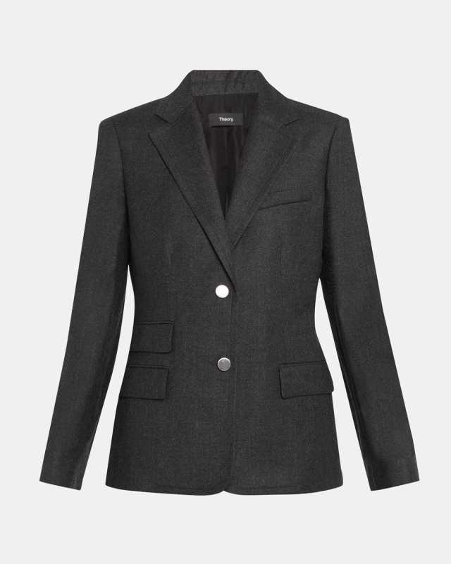 Tailored 2-Button Sleek Flannel Blazer