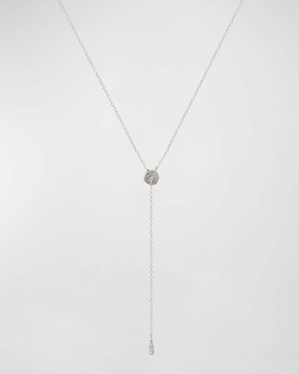 14K White Gold Circlet Diamond Lariat Necklace