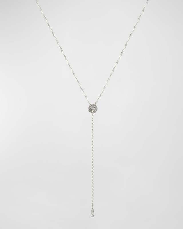 14K White Gold Circlet Diamond Lariat Necklace