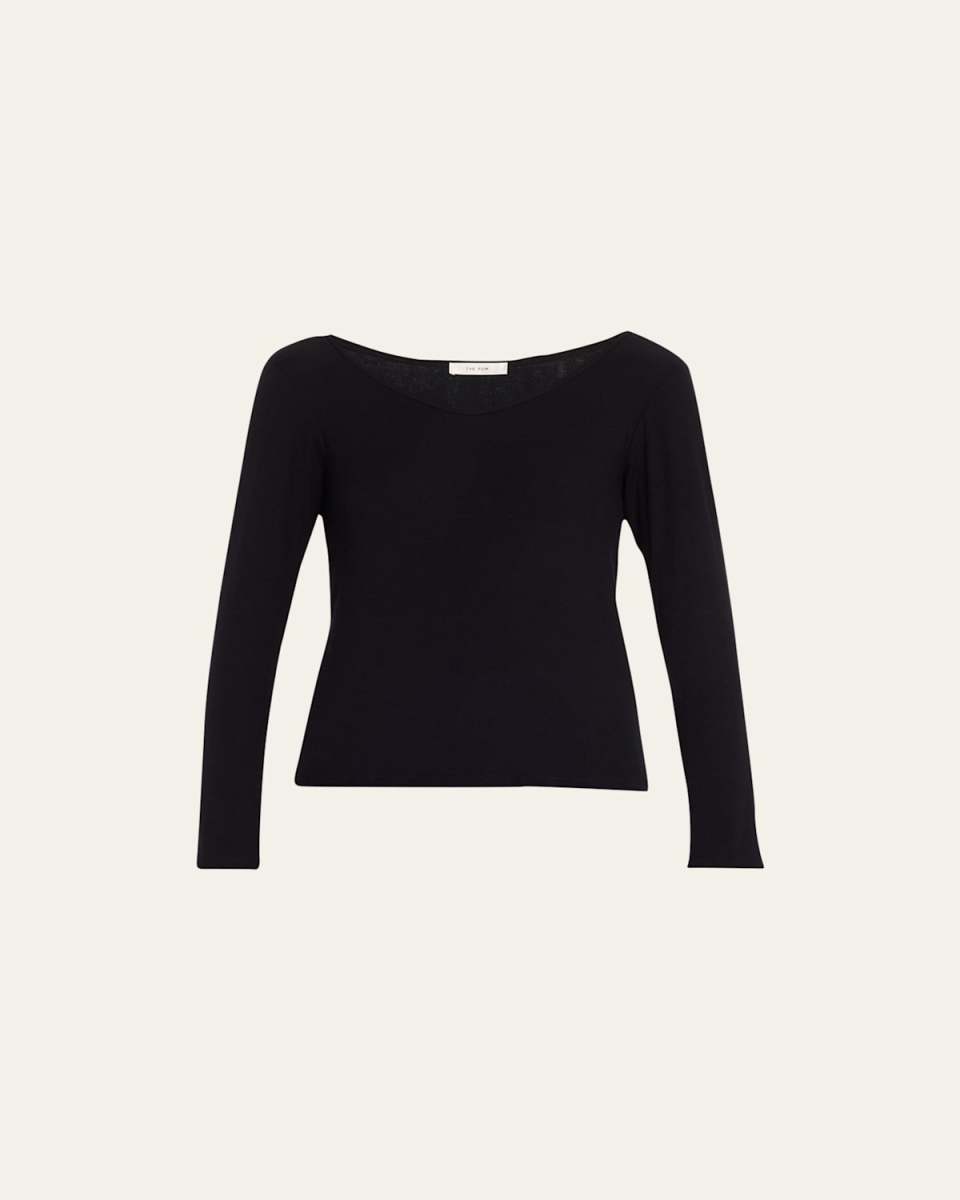 Raya Scoop-Neck Long-Sleeve Rib Top