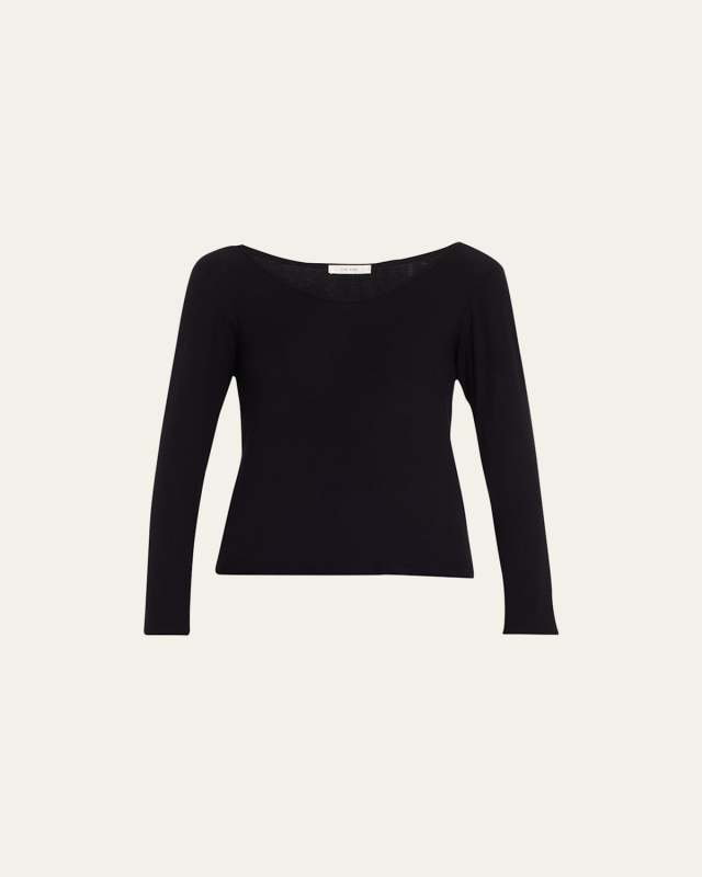Raya Scoop-Neck Long-Sleeve Rib Top