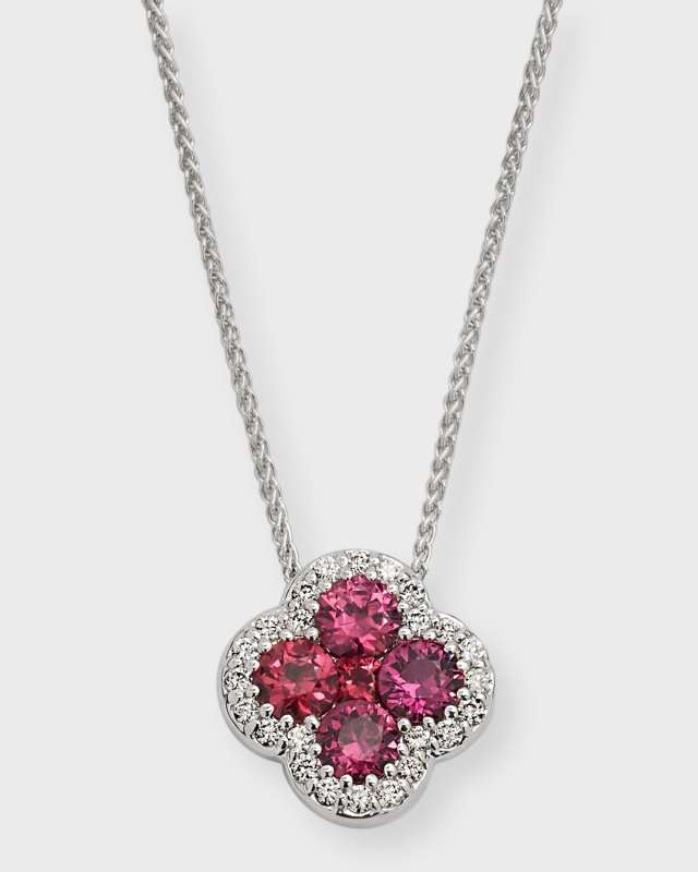 18k White Gold Diamond and Ruby Pendant Necklace, 18"L, 0.80tcw