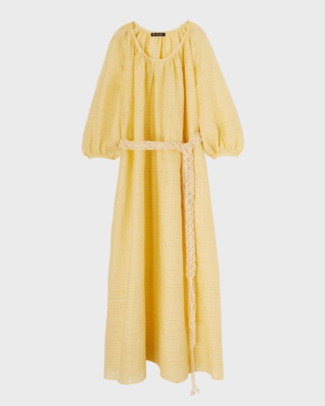 Abito Medea Needle Linen Belted Maxi Dress