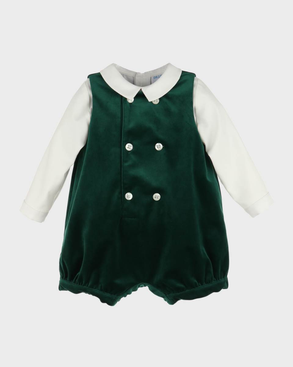 Boy's Velvet Romper W/ Bodysuit, Size 6M-24