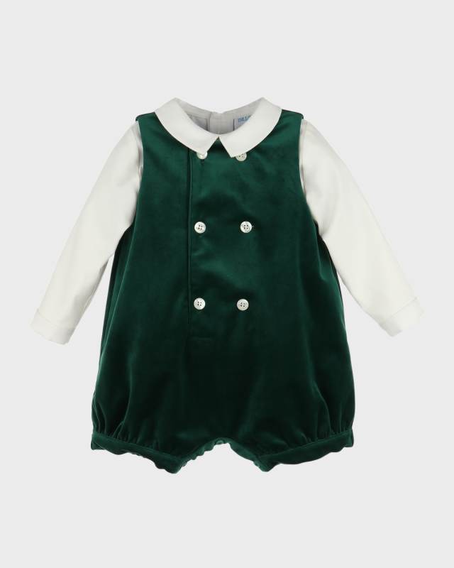 Boy's Velvet Romper W/ Bodysuit, Size 6M-24
