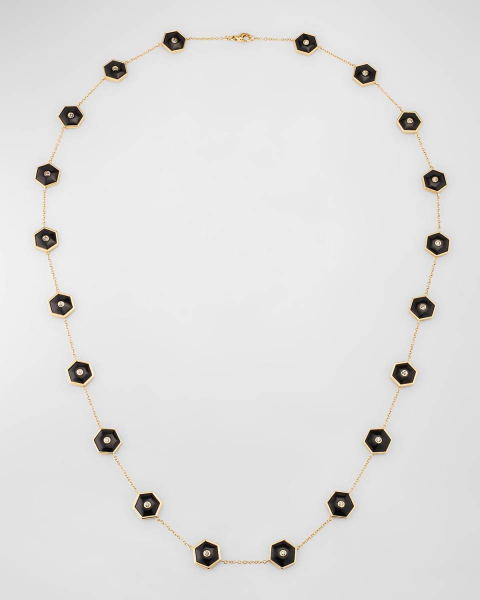 Baia Sommersa Diamond and Onyx Station Necklace