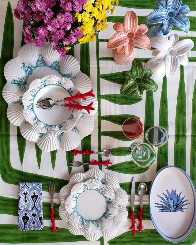 Coral Handpainted Ceramic Cutlery Set of 5