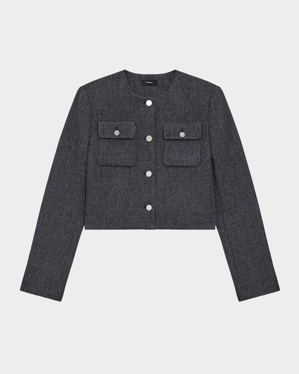 Plush Tweed Cropped Cardigan Jacket