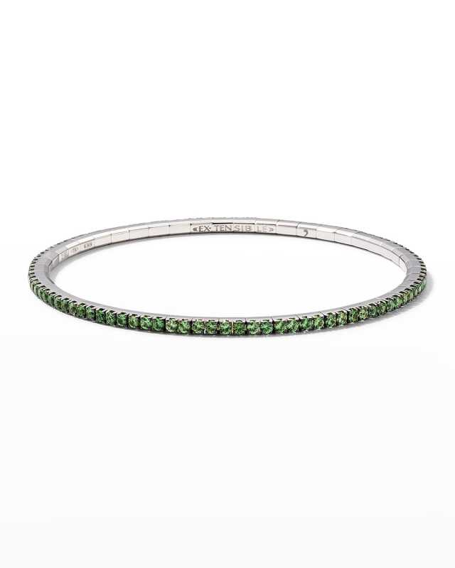 White Gold Stretch Tsavorite with Black Rhodium Tennis Bracelet