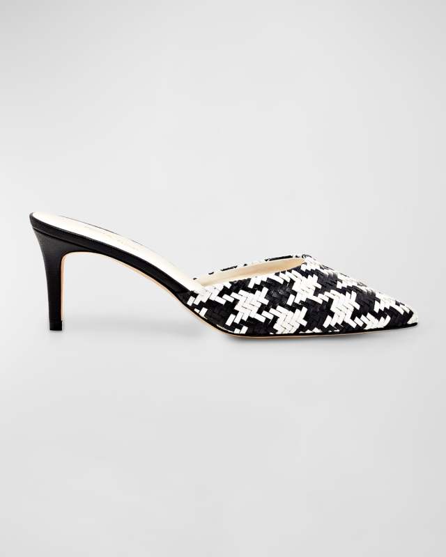 Ivy Handwoven Pied De Poule Apple Skin Mules