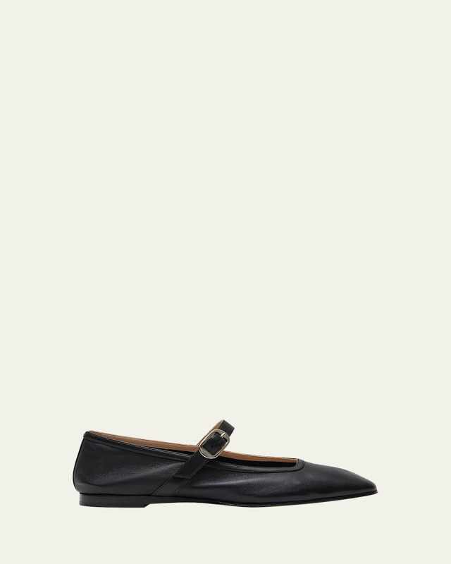Leather Mary Jane Ballerina Flats