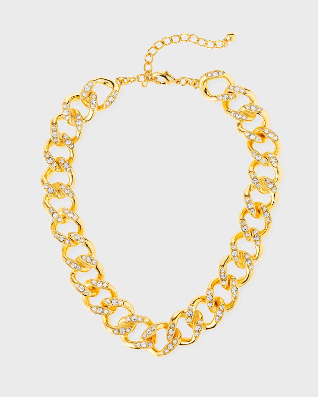 Crystal-Link Necklace, 22"L