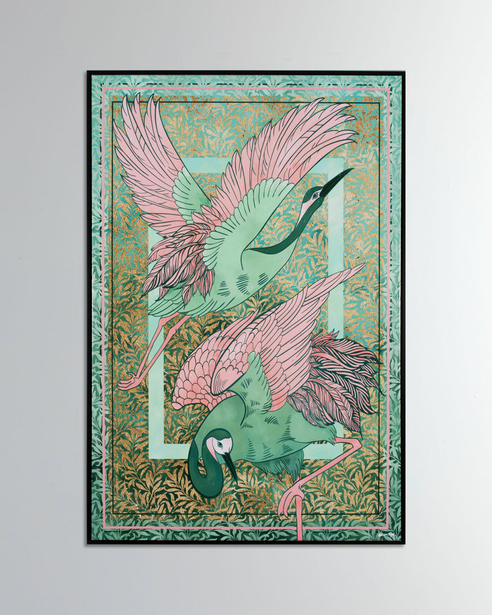 Emerald Cranes Giclée