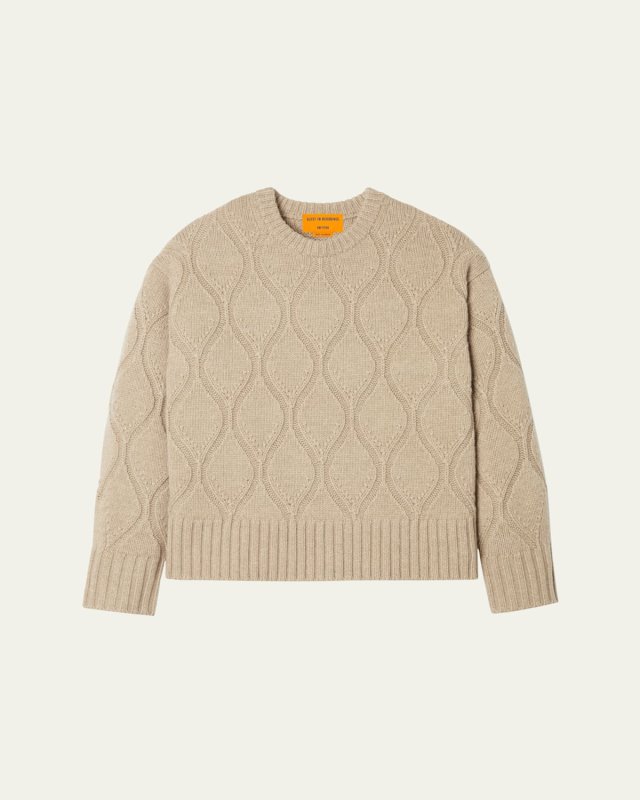 Wavy Cozy Crewneck Cashmere Pullover