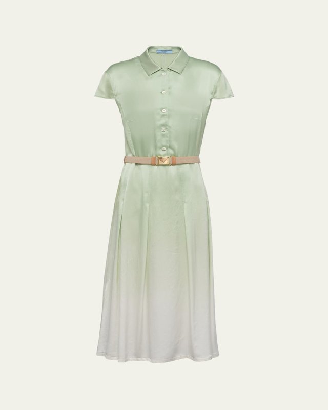 Belted Crepe Satin Dress