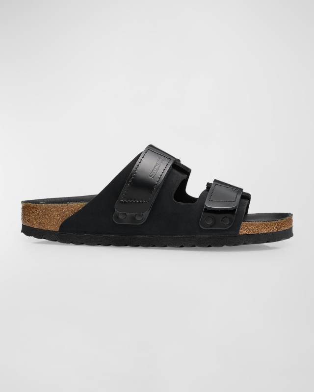 Uji Mixed Leather Dual-Grip Slide Sandals