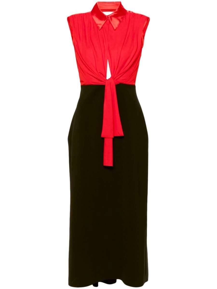 draped collared midi dress