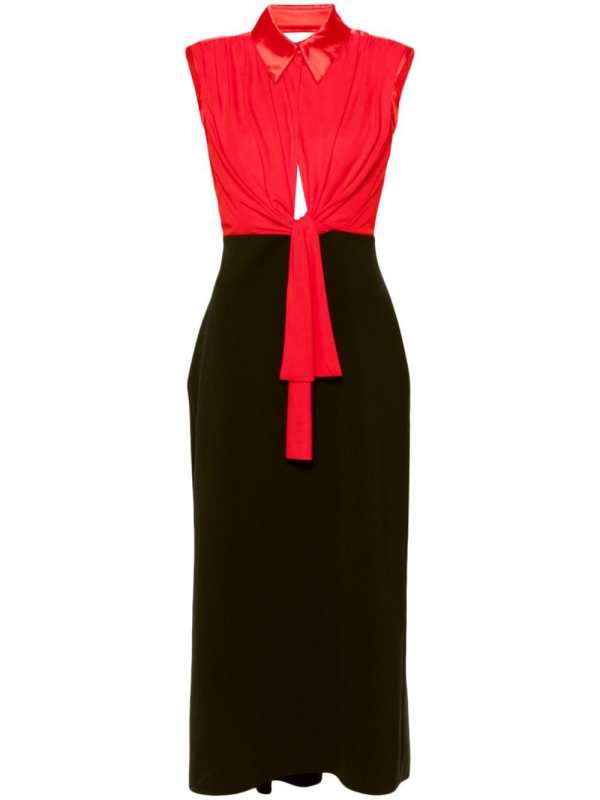draped collared midi dress