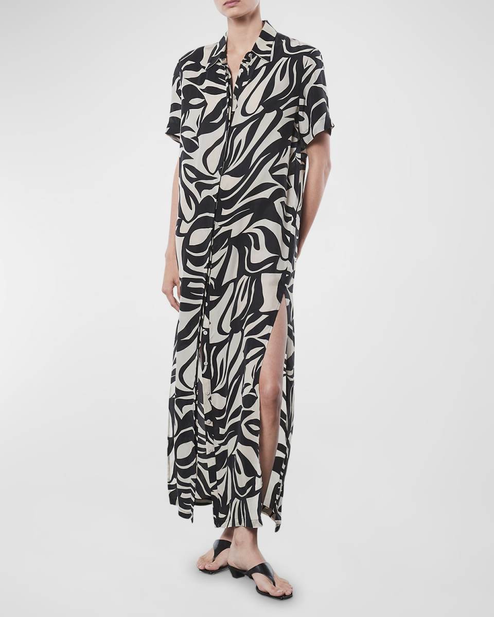 Abstract Tropical Maxi Shirtdress