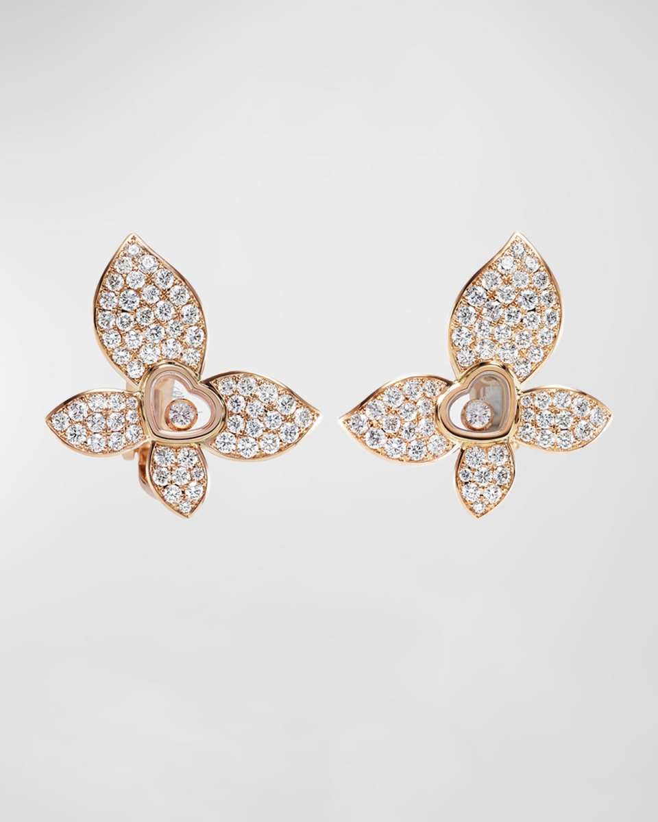 Happy Butterfly 18K Rose Gold Diamond Earrings