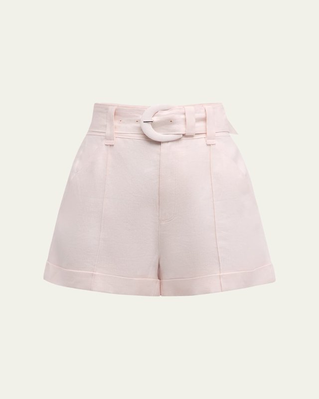 Aldi Belted Wide-Leg Linen Shorts