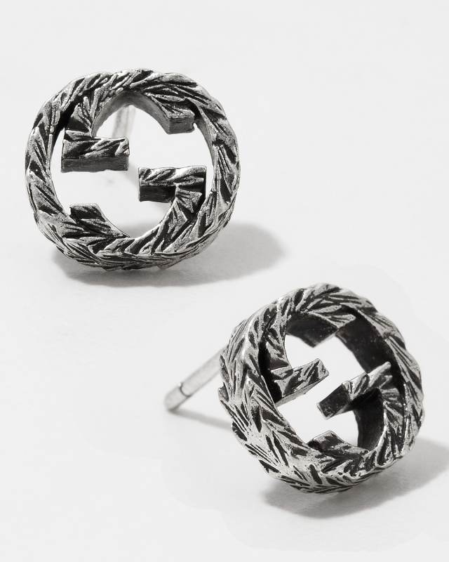 Interlocking G 10mm Stud Earrings in Aged Silver