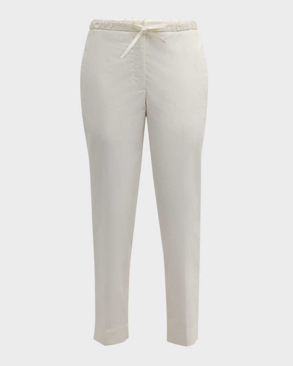 Mid-Rise Straight Leg Crop Drawstring Pull-On Pants