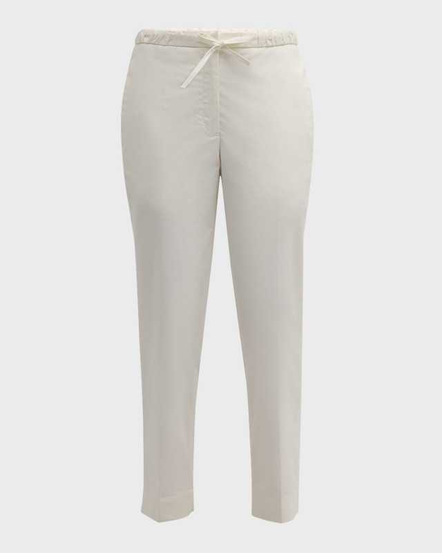 Mid-Rise Straight Leg Crop Drawstring Pull-On Pants