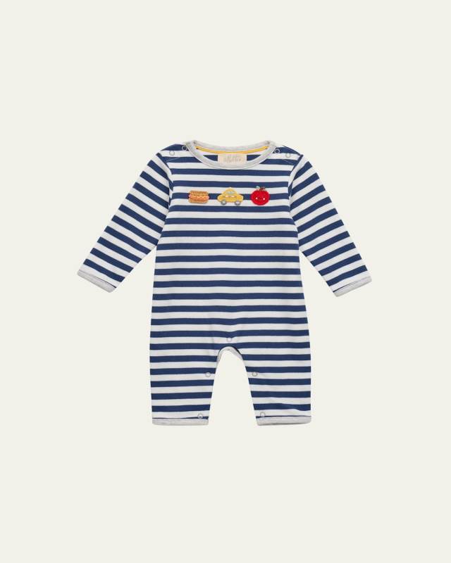 Kid's NYC Crochet Striped Cotton Playsuit, Size 0M-12