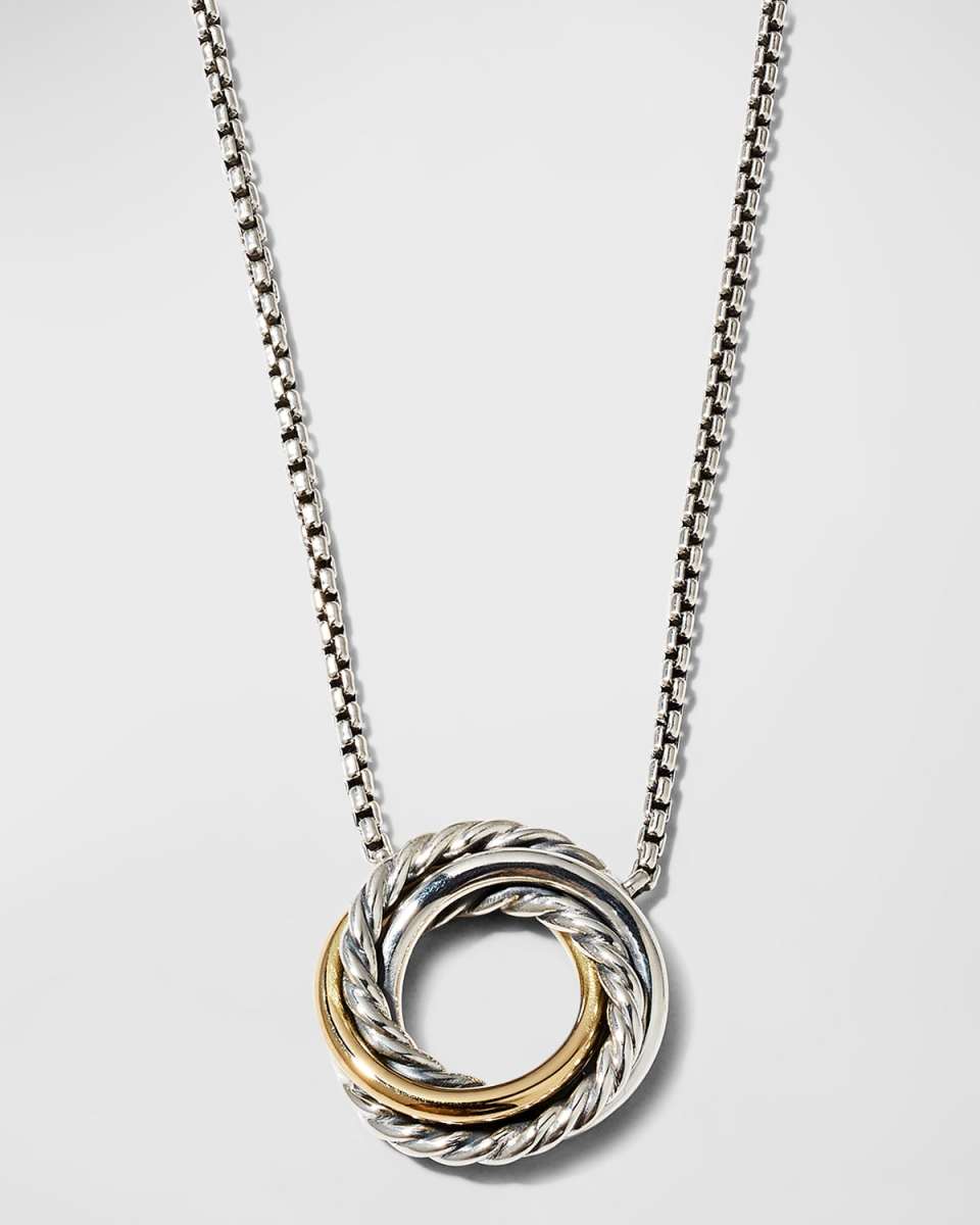 Crossover Mini Pendant Necklace in Silver and Gold