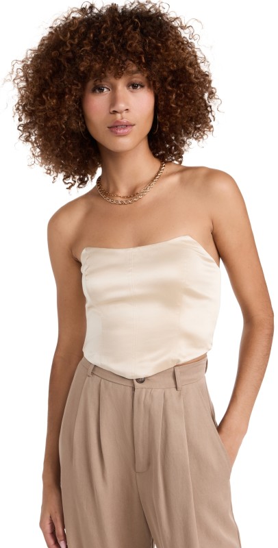 Reformation Maia Silk Top Ivory