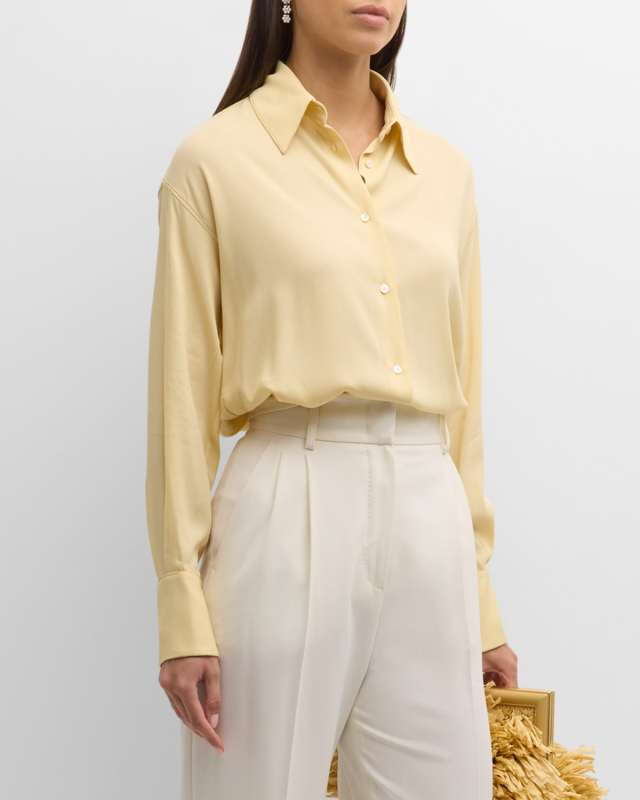 Button-Down Bead-Trim Sable Shirt