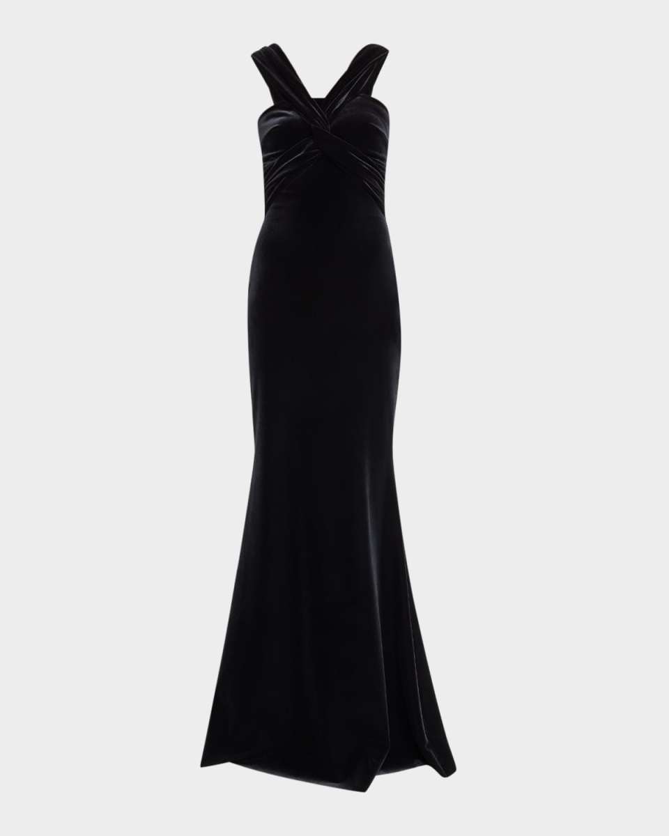 Datai Velvet Halter Column Gown