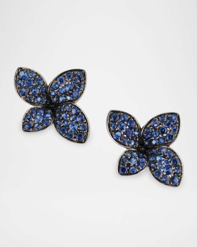 Giardini Segreti 18K White Gold Sapphire Flower Earrings
