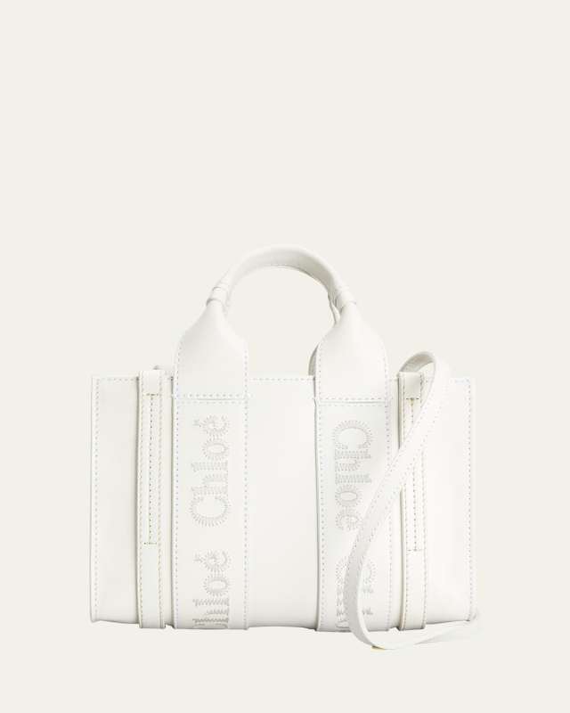 Woody Small Tote Bag in Leather with Crossbody Strap