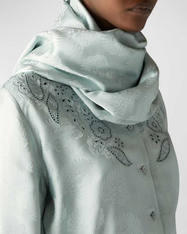 Garland Flowers Jacquard Silk Stole